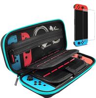 daydayup Switch Case and Tempered Glass Screen Protector Compatible with Nintendo Switch - Deluxe Hard Shell Travel Carrying Case, Pouch Case for Nintendo Switch Console & Accessories (White)