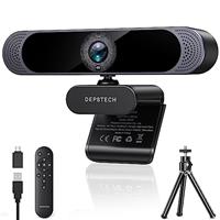 DEPSTECH 4K Webcam, Ultra HD 1/2.55'' Sony Sensor, 3x Digital Zoom, Dual Noise-Canceling Microphones, Remote Control, Auto Focus, Streaming Camera Webcam for PC, Laptop, Video Call, Zoom, Skype, Teams