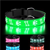 TOPOTO Light Up Dog Collar LED Flashing Dog Collars Adjustab