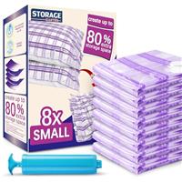 Storage Master Space Saver Bags for Travel and Home Reusable Vacuum Storage Bags Save 80% More Storage Space Work with Vacuum Cleaner + Travel Hand Pump