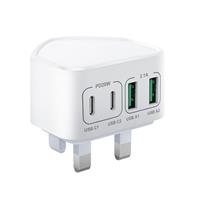 2-Pack 40W USB C Fast Charger, 4-Port Multi Charger UK Charging Plug Dual Type C PD Power Adapter + Micro USB Plug for iPhone 16 15 14 13 12 11 Pro Max XR XS, iPad, Samsung