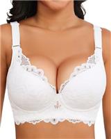 Svmer Push Up Lace Bra for Women Underwire Plus Size Comfortable Brassiere