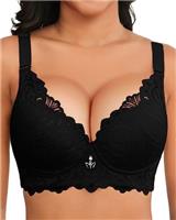 Svmer Push Up Lace Bra for Women Underwire Plus Size Comfortable Brassiere