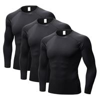 LANBAOSI 3 Pack Men's Compression Long Sleeve Quick Dry Wick