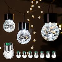 GIGALUMI 8 Pack Solar Outdoor Lights - Hanging Lights for Christmas Decoration - Cracked Glass, Waterproof for Garden, Yard, Fence, Tree (Warm White)