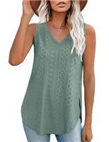 Aokosor Vest Tops for Women Summer Tops Ladies V Neck Sleeveless Casual Side Splits Tank