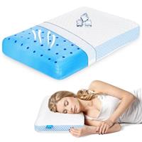 Hapiclody Cooling Memory Foam Pillow for Sleeping,Cervical Pillow for Neck Pain Orthopedic Neck Support Pillow Ergonomic Bed Pillow with Bamboo Cover for Side Back Front Sleepers Groove Pillow