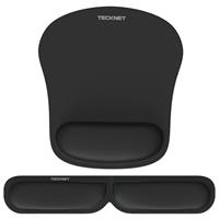 TECKNET Keyboard Wrist Rest Mouse Mat Set, Foldable Keyboard and Mouse Mat Wrist Support, Ergonomic Wrist Support Mouse Mat with Comfortable Memory Foam, Non-Slip Mouse Pad for Working Gaming