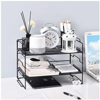 Axroad Mall Desk Storage Shelf, 2 Tier Stackable Metal Deskt