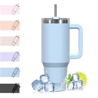 WATERSY Travel Mug Coffee Cup 40oz Tumbler Straw Lid and Handle, Stainless Steel Double Wall Vacuum Insulated Coffee Water Bottle Thermal for Cold Hot Coffee 1182ml