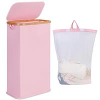 iEGrow Laundry Basket with Lid 60L, Tall Laundry Hamper with Removable and Washable Inner Bag and Handles, Small Storage Washing Baskets for Clothes Toys Towels
