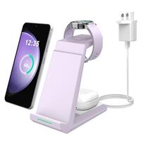 Wireless Charging Station for Samsung - NANAMI 3 in 1 Wireless Charger for Galaxy Watch 5/4/3/Active 2/1 Galaxy Buds, Induction Charging Stand for S23 Plus Ultra S22 S21 S20 Note 20 Z Fold Flip 4