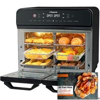 HYSapientia 22L Dual Zone Air Fryer Oven With Rotisserie,Large Double Air fryers Mini Oven Digital 2400W 10 in 1 Airfryer Countertop Convection Oven electric and grill,Stainless Steel,13 Accessories