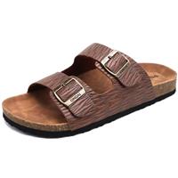 ONCAI Men's Slide Sandal Summer Beach Indoor and Outdoor Anti-skidding Flat Cork Sandals with Two Adjustable Straps