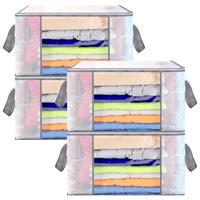 4 Pcs Clear Clothes Storage Bags, 80L Bedding Storage Bags Moving Bag with Reinforced Handle and Zip for Toys Blankets Duvet Clothes Underbed Storage Box Christmas Storage Containers