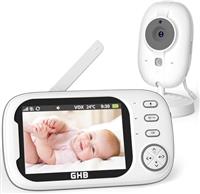 GHB Baby Monitor with Camera and Night Vision, 3.5-inch Video Monitor, VOX Mode, 2-Way Talk, 8 Lullabies, Temperature Alert, Feeding Reminder