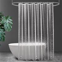 Shower Curtains Mould Proof Resistant -3D Effect Pebble Clear Shower Curtain with 3 Magnets, PEVA Waterproof Bathroom Curtains with 12 Hooks