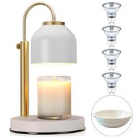 Adjustable Candle Warmer Lamp Uk With Timer & Dimmer, White Electric Wax Burner, Scentsy Candle Heater For Indoor Bedroom Hallway Decor, Flameless Aroma Warming Light, Work From Home Accessories