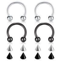 FECTAS 14G 16G 18G 20G Surgical Steel Nose Septum Horseshoe Hoop Earring Tragus Cartilage Helix Daith Rook Conch Eyebrow Lip Navel Belly Nipple Piercing Ring Replacement Spikes 6-12mm