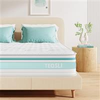 TeQsli Small Double Mattress, 4FT 7-Zone Gel Memory Foam, 10.6 Inch Pocket Sprung Hybrid Orthopedic Mattress Medium Firm for Pressure Relief and Motion Isolation, Small Double (120x190x27cm)