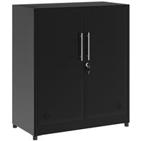 YITAHOME 2 Door Storage Cabinets, Metal Filing Cabinets with Key, Freestanding Storage Cupboard with 2 Adjustable Shelves, Bathroom Organizer Cupboard, File Cabinets for Home Office, Black