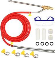 24 FT Pressure Washer Telescoping Wand with Power Washer Extension Wands, Brush Head, Gutter Cleaner, 7 Spray Nozzle Tips, 2 Hose Adapters and Support Belt