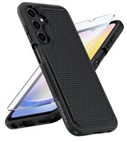 FNTCASE for Samsung A35 5G Case: Dual Layer Shockproof Drop Protection Galaxy 360 Military Grade Protective Mobile Phone Cover Rugged Matte Heavy Duty Slim TPU Black