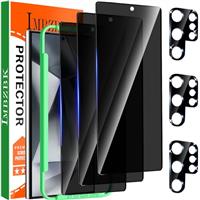 IMBZBK 3 Pack Privacy Screen Protector for Samsung Galaxy S24 Ultra Tempered Glass 3 Pack Camera Lens Protector Accessories Anti Spy case Friendly, Support Fingerprint Reader, full coverage