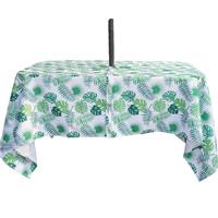 Eternal Beauty Rectangle Indoor & Outdoor Waterproof Tablecloth with Umbrella Hole and Zipper for Patio Garden Party and BBQ