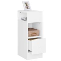 eSituro Narrow Bedside Table with 2 Open Compartments and 1 Drawer, Nightstand 25x30x66 cm, Space Saving Cabinet Night Table for Bedroom Living Room
