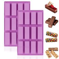 2PCS Rectangle Granola Bar Silicone Moulds, Cake & Energy Bar Maker for Chocolate Truffles, Bread, Brownie, Cornbread, Cheesecake, Pudding & Butter Mold
