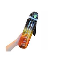 SEASEVEN 1L Water Bottle with Straw,Plastic Drinks Bottle,1 Litre Sports Water Bottles with Time Markings,Girls Boys Waterbottle Leak-Proof & Bpa-Free for Gym,Cycling, Office