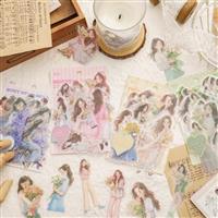Alideco 120pcs Scrapbook Stickers Set Kawaii Vintage Four Seasons Girls wear Stickers for Journaling Scrapbooking Junk Journal Crafts Embelishment Decoration Diary Stickers
