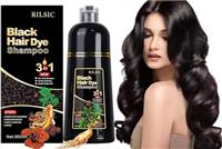 Black Hair Dye Shampoo, 500ML Hair Colour Shampoo 3 in 1,Herbal Natural Instant Hair Color Shampoo-100% Grey Hair Beard Coverage,Black Hair Dye Coloring in Minutes for Women Men