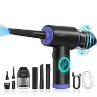 CLEVAST Compressed Air Duster Cleaner, 3-Speed Compressed Air Cleaner for PC with LED Light, Rechargeable Cordless Air Blower for Laptop, Keyboard, Replaces Compressed Air Can