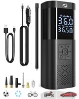 SERVOMASTER Cordless Tyre Inflator Air Compressor, Portable Car Tyre Pump with Pressure Gauge, Electric Bike Pump Battery 150PSI 12V DC, Rechargeable Tyre Pump with LED for Car Bicycle Motorbike Ball