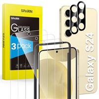SPARIN Screen Protector for Samsung Galaxy S25, 3 Tempered Glass Screen Protector with 2 Camera Lens Protector, Fingerprint ID Compatible, Installation Alignment Frame Included