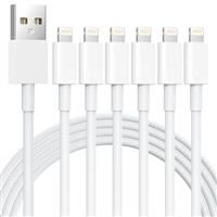 iPhone Charger 6Pack 3/3/6/6/6/9FT [Apple MFi Certified] USB-A to Lightning Cable 2.4A Fast Charging Cable for iPhone 14 13 12 11 Pro Max/XS XR X Mini 8 7 6S 6 Plus iPad iPod-white