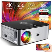 Projector, Horlat Full HD 1080P 5G WiFi Bluetooth Projector 4K Supported, 16000 Lumen with Touch Screen, Auto Keystone Correction, 50% Zoom, Home Cinema Projector for Smartphone/TV Stick/PS5