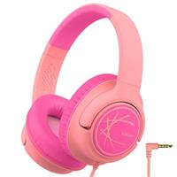 iClever Kids Headphones, Wired Headphones for Kids 85dBA Safe Volume Limit, Stereo Sound Foldable Adjustable Over Ear, 3.5mm Jack Boys Girls Childrens Headphones for School/Travel/Tablet/PC, Blue Pink