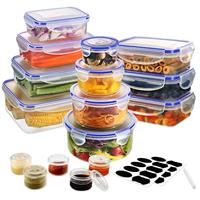 YASHE Food Storage Containers 16PCS 8 Containers + 8 Lids, Airtight Plastic Food Containers with Lids, Pantry Kitchen Containers, Leak-Proof, BPA Free, Microwave Freezer Safe, 0.24-1.5L
