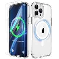 ORETECH Magnetic Case for iPhone 12 Case & iPhone 12 Pro Case, [Compatible with Magsafe] [2 x Glass Screen Protector] [Not Yellowing] Slim Shockproof Protection Matt Frosted Back Case