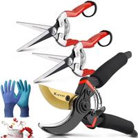 Kynup 3 Pack Professional Garden Secateurs Kit with Garden Gloves, Bypass Pruning Shears for Plants, Gardening, Trimming, Garden Tool