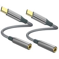 USB C to Aux Audio Dongle Cable Cord(Pack of 2), Type C to 3.5mm Female Headphone Jack Adapter for iPhone 15 Pro Max/15 Pro/15 Plus, Samsung Galaxy S23/S22/S21 Ultra, iPad Pro, Pixel