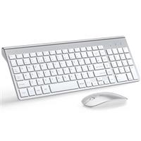 Wireless Keyboard and Mouse Ultra Slim Combo, TopMate 2.4G Silent Compact USB 2400DPI Mouse and Scissor Switch Keyboard Set with Cover, 2 AA and 2 AAA Batteries, for PC/Laptop/Windows/Mac