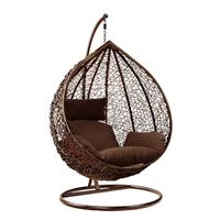 Rattan Swing Egg Chair Garden Swing Chair Patio Hanging Chair Indoor/Outdoor Hanging Hammock with Cushion
