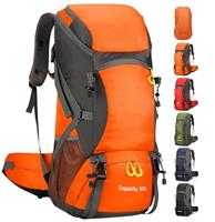 jianyana Hiking Backpack Waterproof 50L Foldable Rucksack Durable Lightweight Camping Bag with Rain Cover for Camping Trekking Hiking Walking Cycling Climbing Outdoor Sports for Women Men