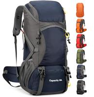 jianyana Hiking Backpack Waterproof 50L Foldable Rucksack Durable Lightweight Camping Bag with Rain Cover for Camping Trekking Hiking Walking Cycling Climbing Outdoor Sports for Women Men