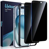 Uyiton Privacy Screen Protector for iPhone 16 pro 6.3-Inch, 30 Anti Spy Tempered Glass Film 9H Hardness HD Full Coverage Protection with Easy Installation Tool 2 pack