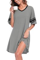 YVH Women's Nightdresses Short Sleeve V Neck Nightshirt Casual Nightwear Dresses Nighties Loungewear